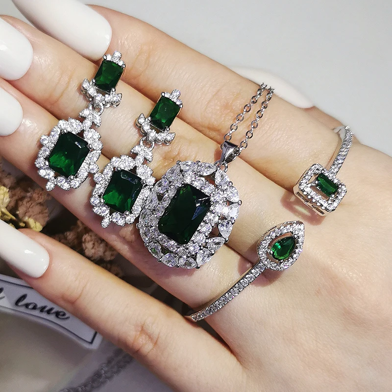 

3pcs Pack 925 Sterling Silver Jewelry Set Halo Engagement Ring Round Stud Earring For Wedding Gift J6950