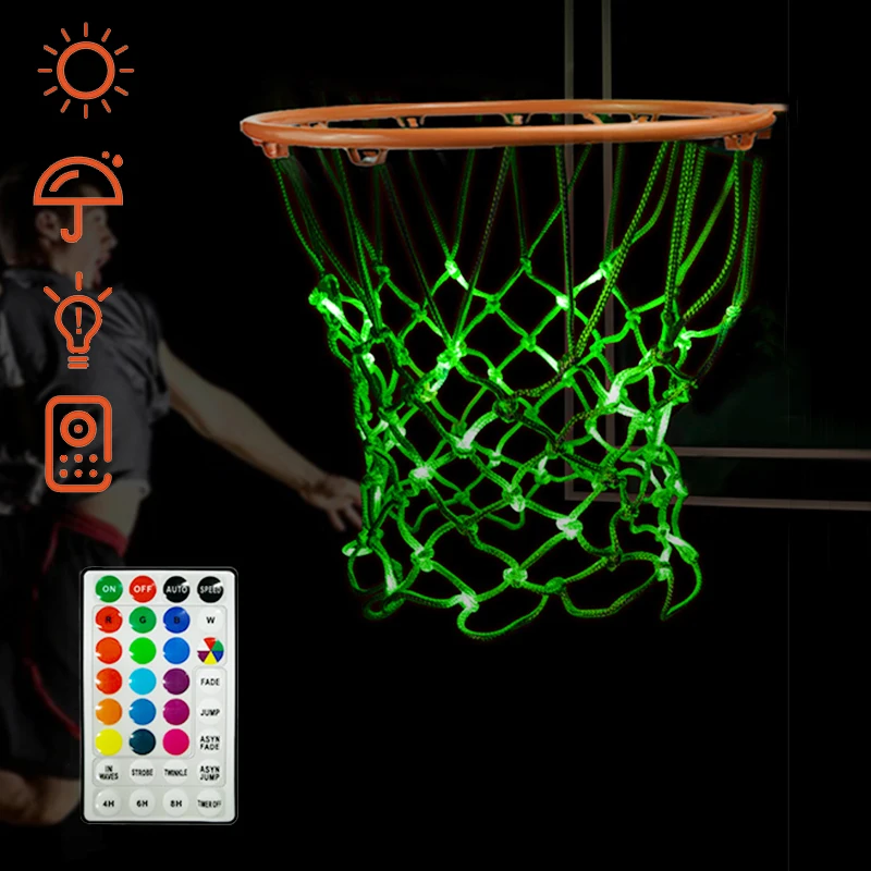 

Новая баскетбольная светодиодная сетка, водонепроницаемая сетка для обруча, цветная светильник вая лента с таймером и дистанционным управ...