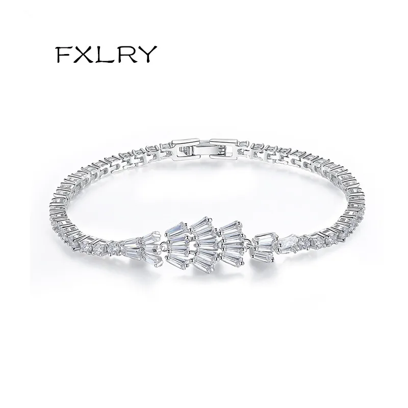 

FXLRY индивидуальные модные белые фианиты геометрические нестандартные браслеты для женщин ювелирные изделия