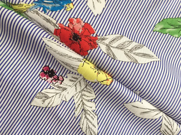 

Handmade clothing material DIY fabric three-color optional striped printed cotton fabric fashion clothing fabric