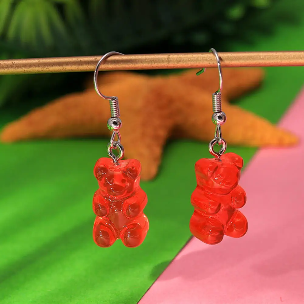 

1 Pair Creative Cute Mini Gummy Bear Earrings for Woman Minimalism Cartoon Design Female Ear Hooks Danglers Jewelry Gift