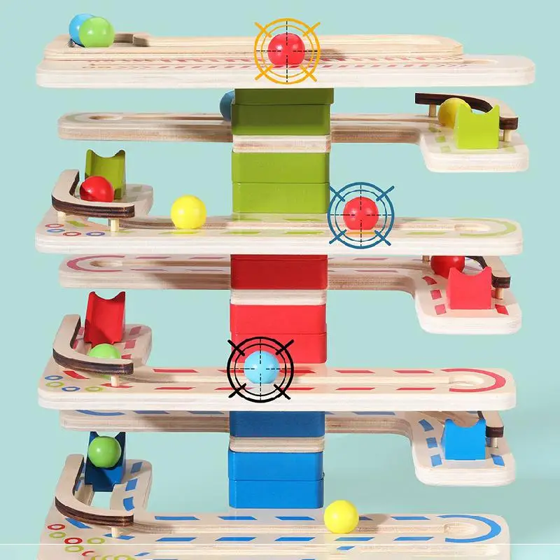 Деревянные детские игрушки Монтессори мраморный шар гоночная трасса
