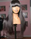 Прямые парики из человеческих волос с челкой, бразильские волосы Remy, парики из человеческих волос машинной работы для женщин, парик с бахромой 8-34 дюйма