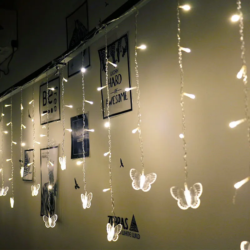 

4.5M USB Multicolor Butterfly LED Strip Festival Holiday Icicle Curtain LIGHTS CHRISTMAS WEDDING Lamps