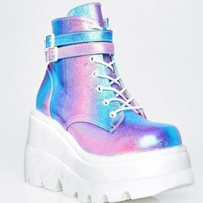 High Cut нить градиент кроссовки на танкетке с высоким каблуком спортивные Для