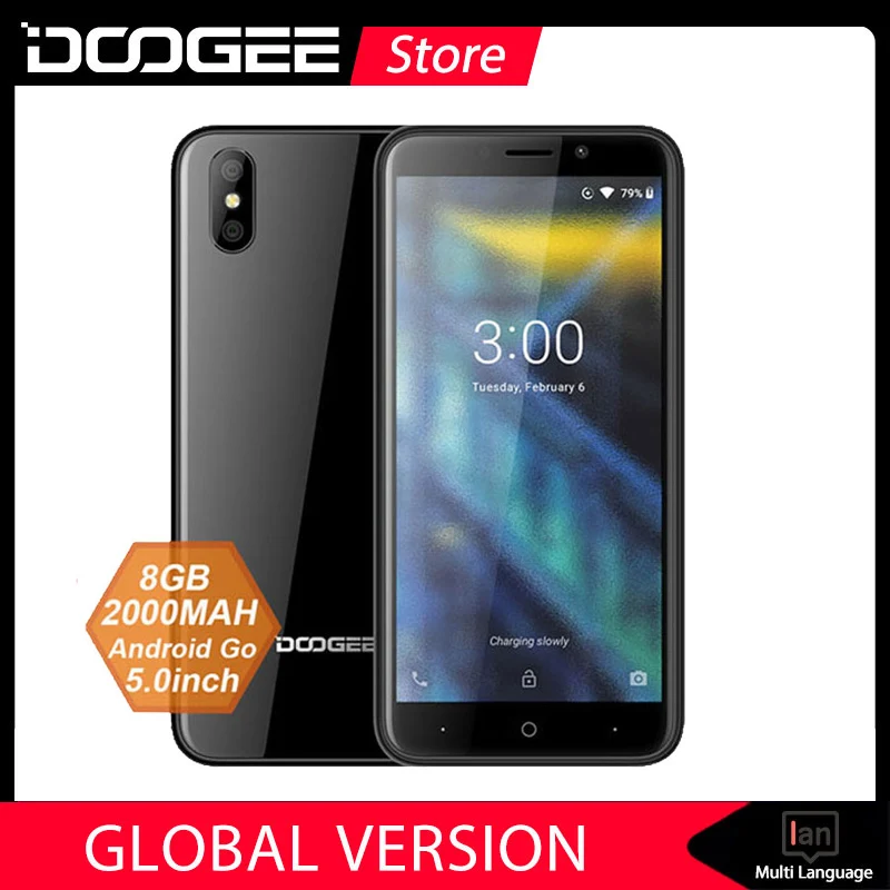 

DOOGEE X50 mobile phone Android Go MTK6580M Quad-Core 1GB RAM 8GB ROM Dual Cameras 5.0inch 2000mAh Dual SIM Smartphone