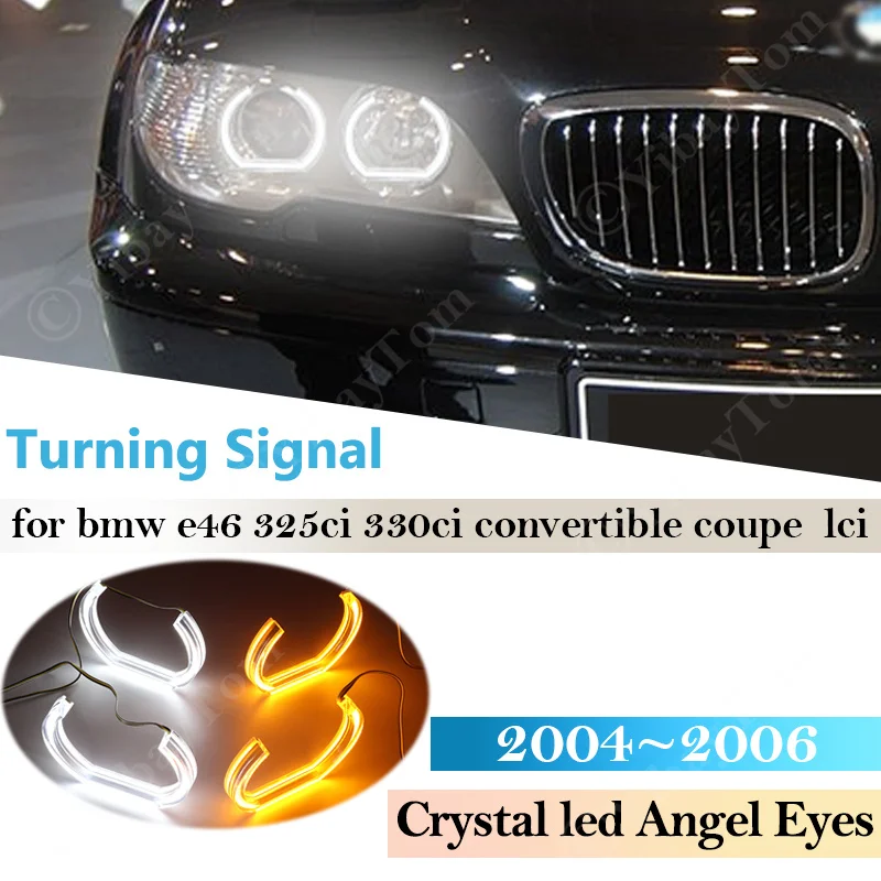 

Turning Signal Halo Rings Light Kits DTM Crystal LED Angel Eyes For BMW E46 325ci 330ci Convertible Coupe LCI Xenon Headlight