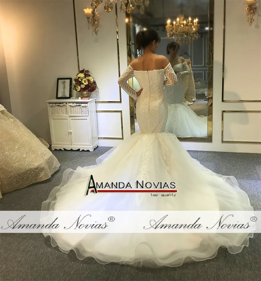 Vestido de noiva свадебное платье русалки с открытыми плечами свадебное с длинными рукавами платье