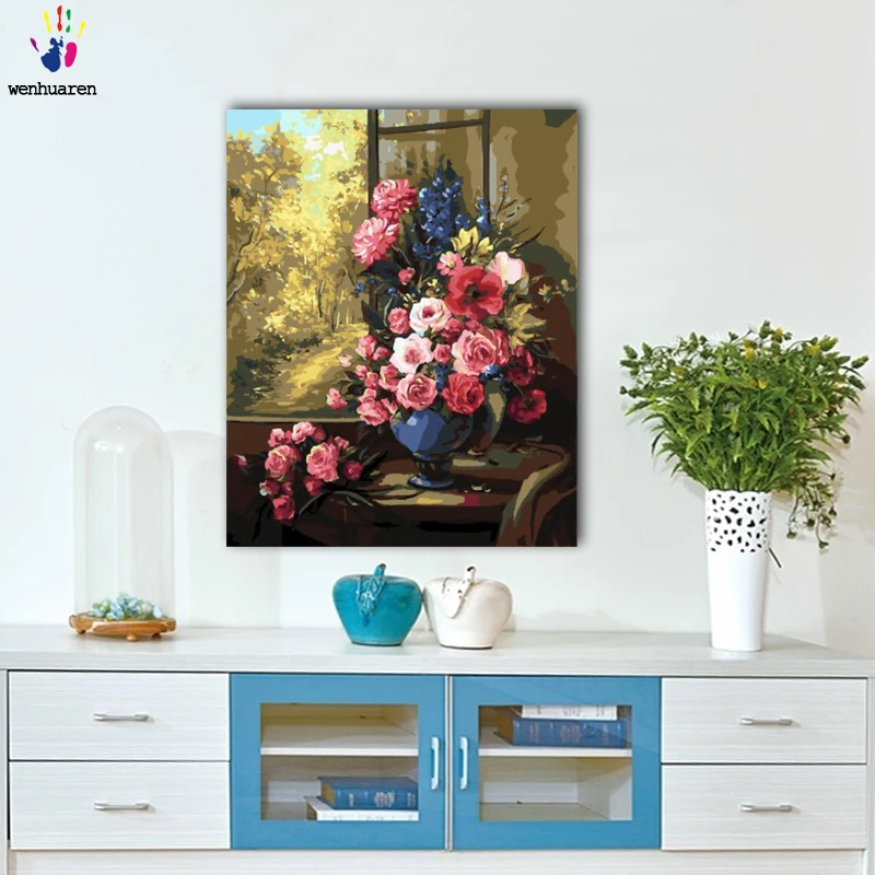 DIY картинки для раскраски по номерам с цветами разных цветов живопись рисование