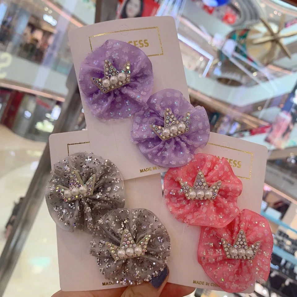 

Hot Sale Korean Fashion New Brand Headwear Bow Crown Beauty Sweet Shiny Children Hair Clip Hair Accessories Set Dress Up Hairpin