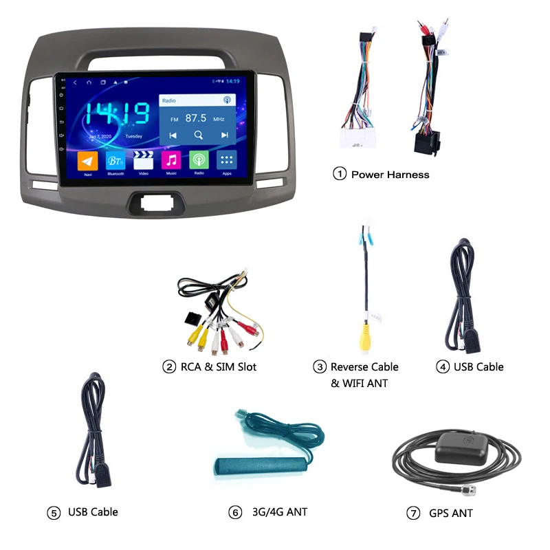 

Car Radio 9 INCH Android 10 IPS 4G+64G CAR Gps Navigation Radio For Hyundai Elantra 2007-2011 Korea Car DVD Player