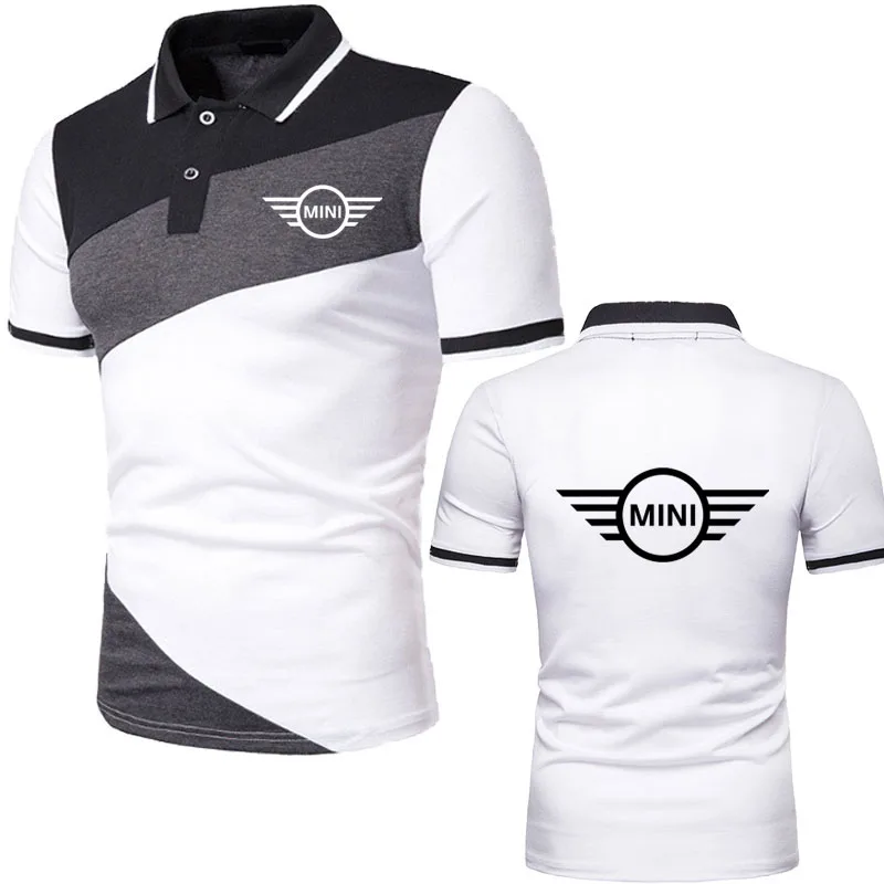 

Mini car logo print Fashion casual Loose Men's Polo Shirt short sleeve Summer Hot sale cotton Patchwork Men's short sleeve top