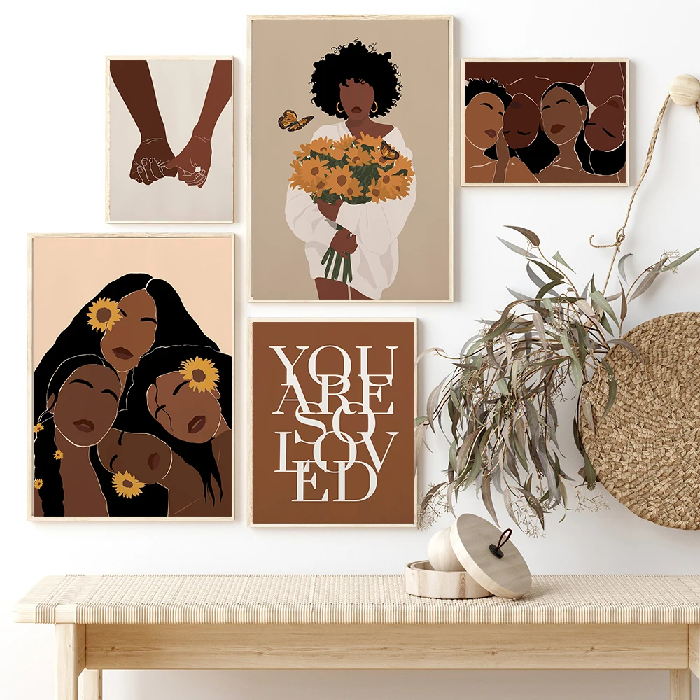 

Africa Boho Queen Black Woman Nordic Poster And Print Wall Hand Art Abstract Canvas Painting Print Wall Pictures For Living Room