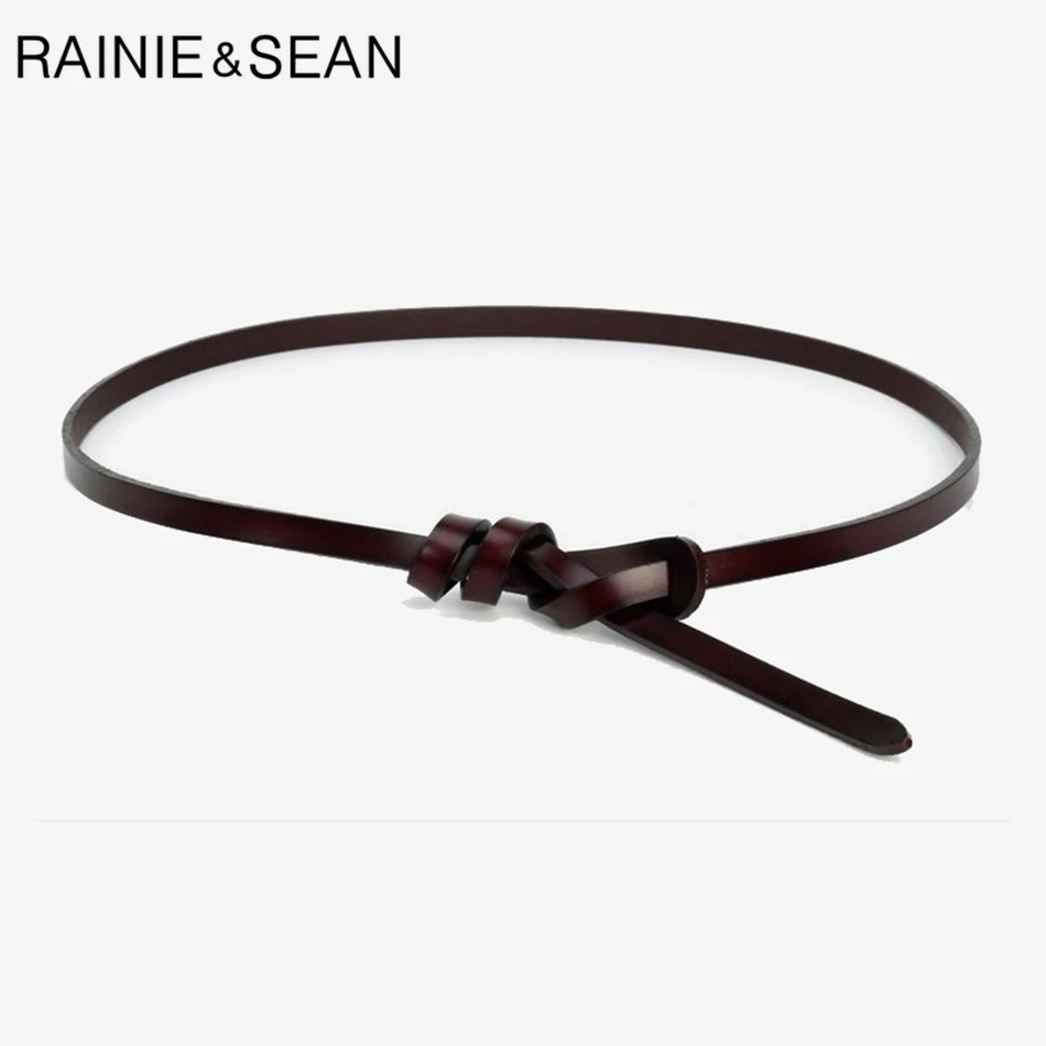 Тонкие белые ремни RAINIE SEAN женские с узлом для платья натуральная кожа