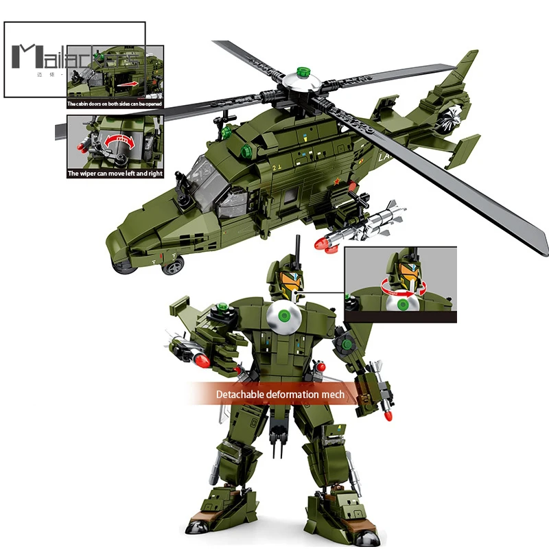 

Mailackers Technical Transforming Helicopter Building Blocks Technical Aircraft Model Bricks Toys For Children