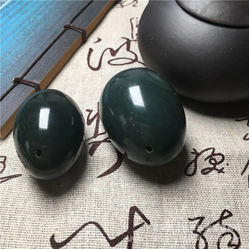 

Natural Hetian jade Yoni Egg Set Vaginal Tightening Drilled Massage Kegel Exerciser Natural Quality Stone Crystal Ball for Women
