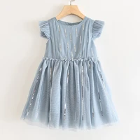 2022 summer splicing mesh dress party girl kids dress girl clothes sequin decoration children dress