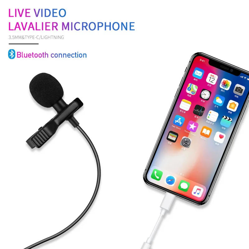 Петличный микрофон 3 5 мм с зажимом для записи аудио и видео смартфонов iPhone Android Mac