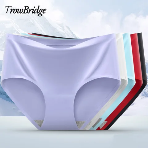 TrowBridge Seamless Women's Panties Ice Silk Sexy Intimate Lingerie Femme Underwear Hot Sale Underpants Sports Briefs Panty 3PCS