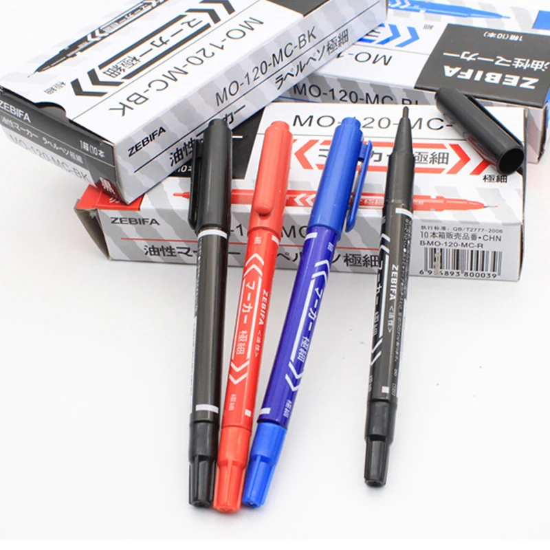 10 шт./лот маркеры с двойной головкой черные/синие/красные набор масляных