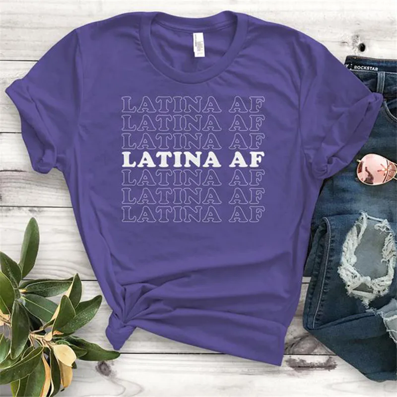 

Женская футболка с буквенным принтом Latina Af, милая Повседневная футболка с круглым вырезом и коротким рукавом, летние женские футболки Harajuku