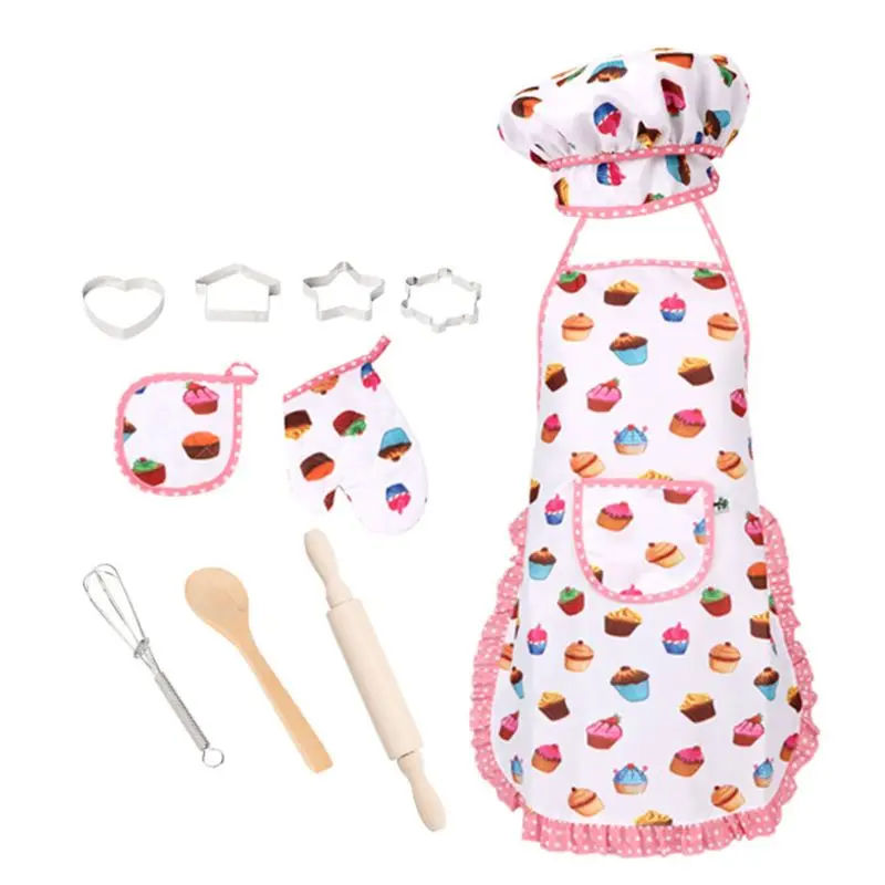 

13Pcs Chef Role Play Set with Dress up Costume and Kitchen Accessories