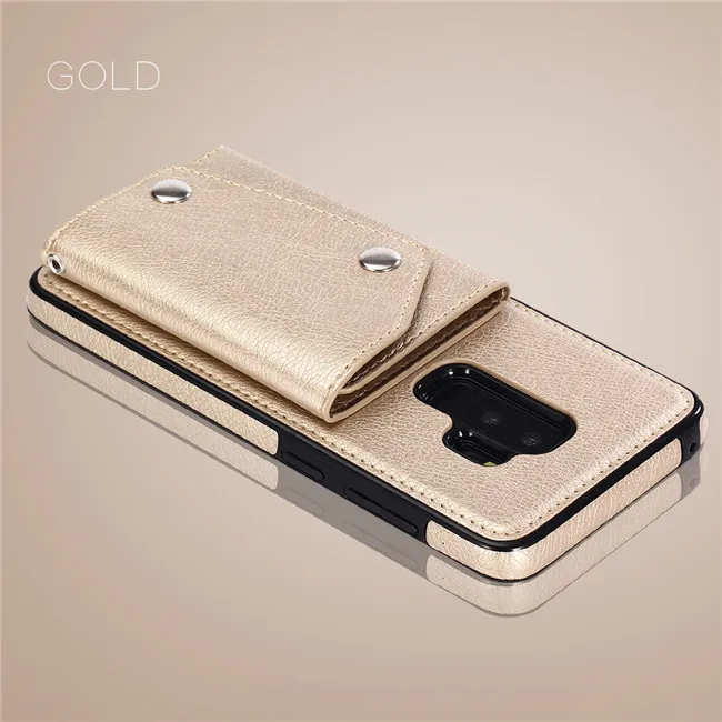 Кожаный чехол-бумажник для samsung galaxy s7 s8 s9 plus, флип-чехол для samsung s9plus s8plus s7edge note8, защитная задняя крышка - Цвет: gold