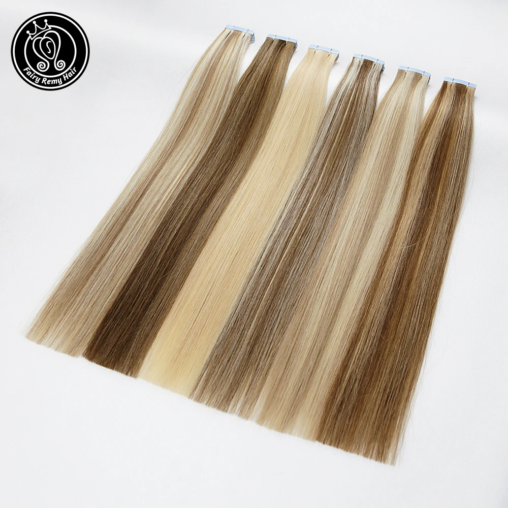 Fairy Remy Hair 2.0g/pc 16-18 Inch 100% Real Remy PU Skin Weft Human Hair Extension Glue on Hair Extensions Seamless Tape ins