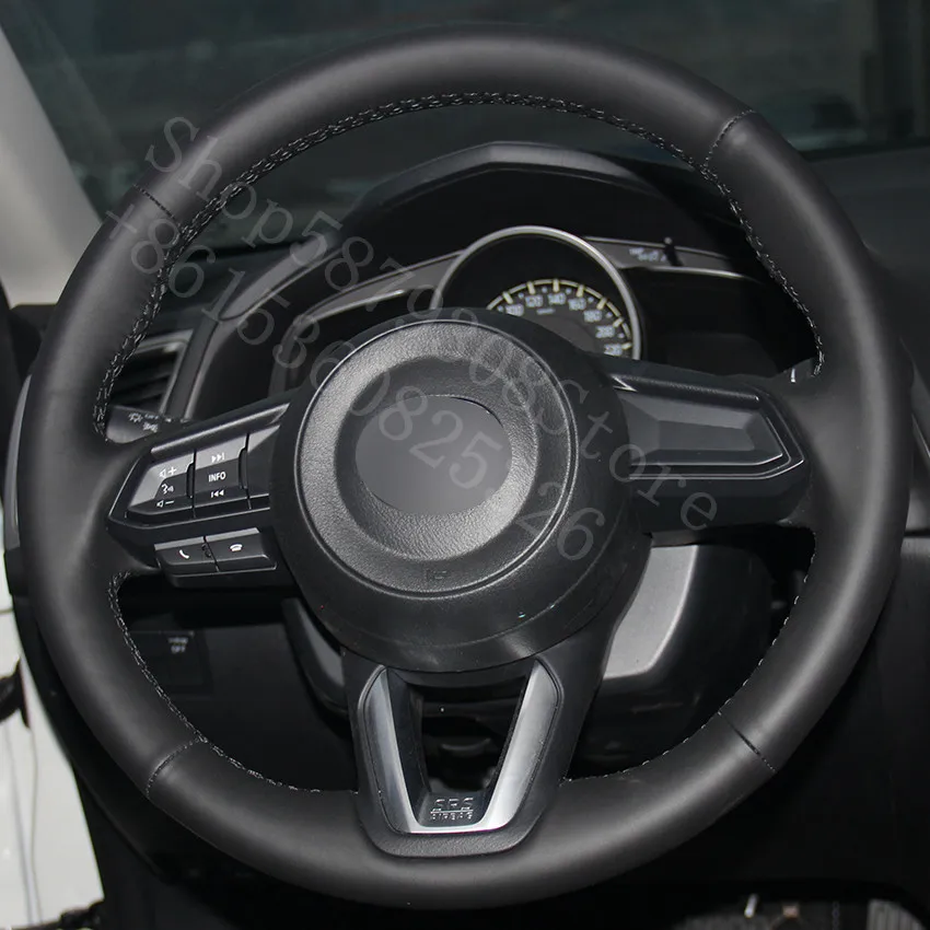 

For Volvo S60 2014-2020 Polestar Black R edition Black Leather Steering Wheel Cover car accessories