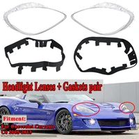 a pair car front headlamp lens headlight lenses cover trim replace gaskets kits for chevrolet for corvette c6 2005 2013