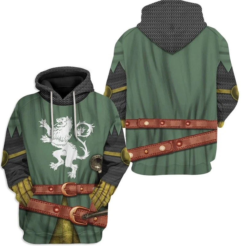 

Medieval knight Cosplay hooded Sweatshirt 3D Printed Hoodies Men Casual Armored knight Royal knight Sweatshirt Jacket