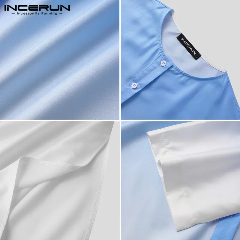 

INCERUN Men Muslim Kaftan Jubba Thobe Islamic Arabic Gradient Long Sleeve Robes Button Casual Middle East Dubai Abaya Men Clothe