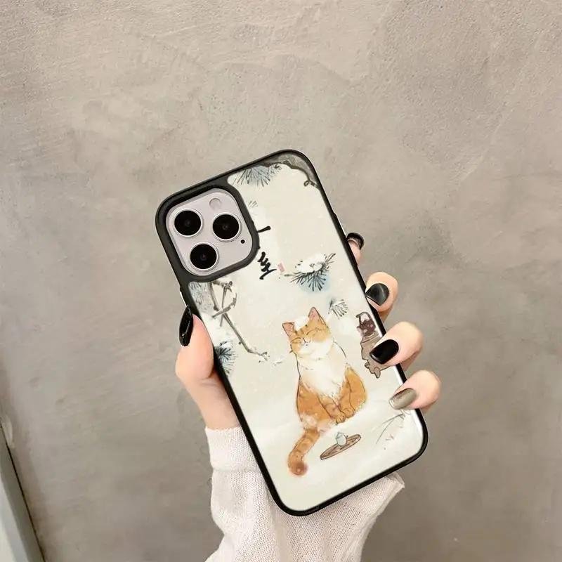 

Solar terms Cat illustrations Phone PC&TPU Case For iPhone6 7 8 x 11 12Cover Fundas Coque