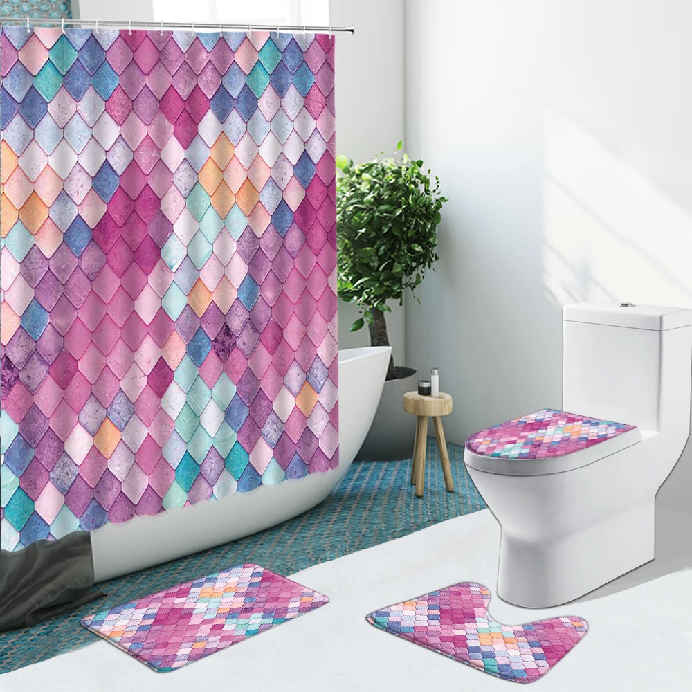 Креативная трехмерная занавеска для душа с красочным геометрическим узором