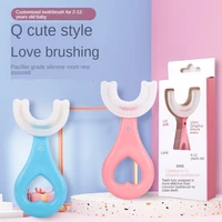 with handle silicone children 2 12 years old kids toothbrushes oral care u shape toothbrushes teeth cleaning brushes