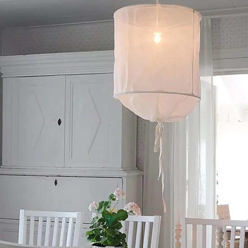 

Nordic koushi design white linen / cotton DIY Fabric Lampshade LED Pendant Lamp Led Hanging Lamps for Foyer Finning room Hotel