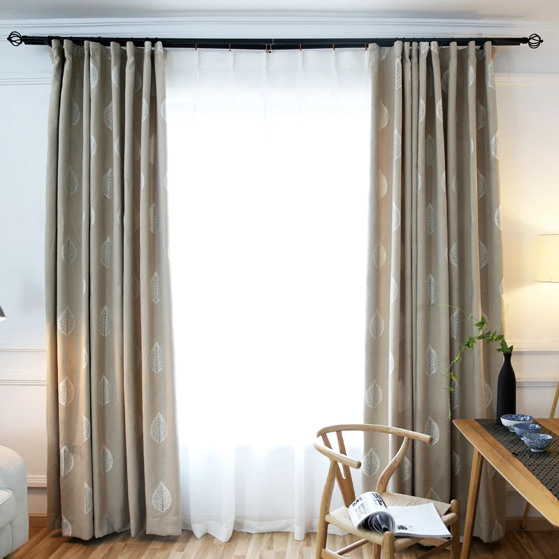 Современный хаки жаккард с рисунком в виде листьев затемненные занавески для