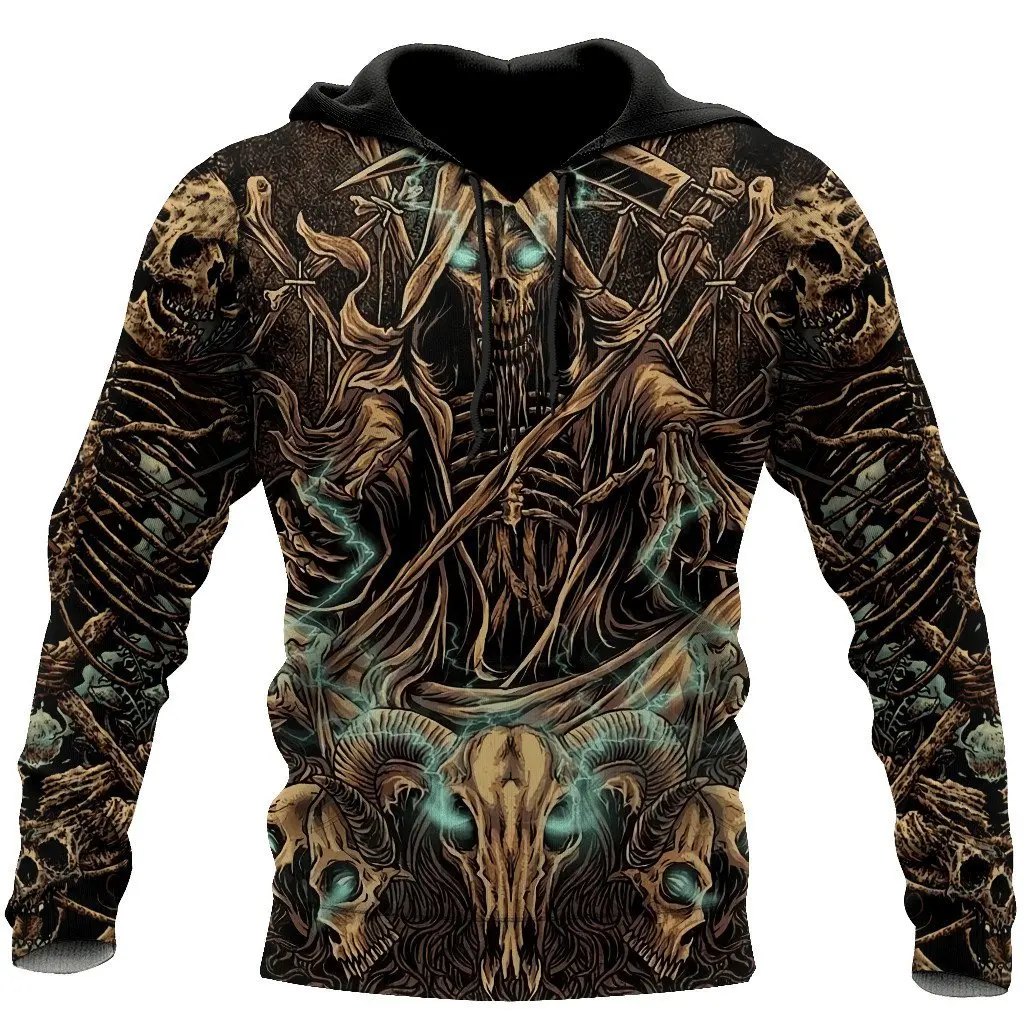 

Beautiful skull tattoo 3D full body print unisex luxury hoodie men sweatshirt zipper pullover casual jacket sportswear-166
