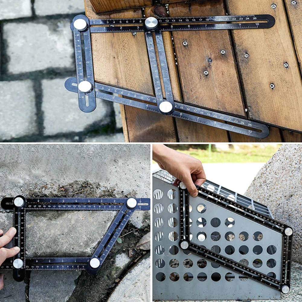 

Aluminium Alloy Angle Finder Measuring Ruler Perforated Mold Template Tool Locator Tile Hole Locator Adjustable Ruler Tool