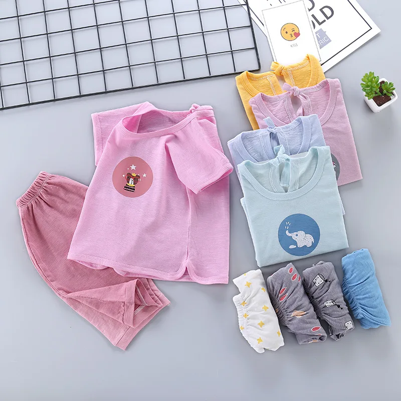 Детская одежда Новинка лета 2020 Детский костюм с короткими рукавами в Корейском