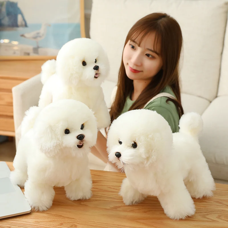 

High Quality Simulation Bichon Frise Dog Plush toy Stuffed Korea Lifelike Pomeranian Dog puppy Toys Home Decor Kids brithday