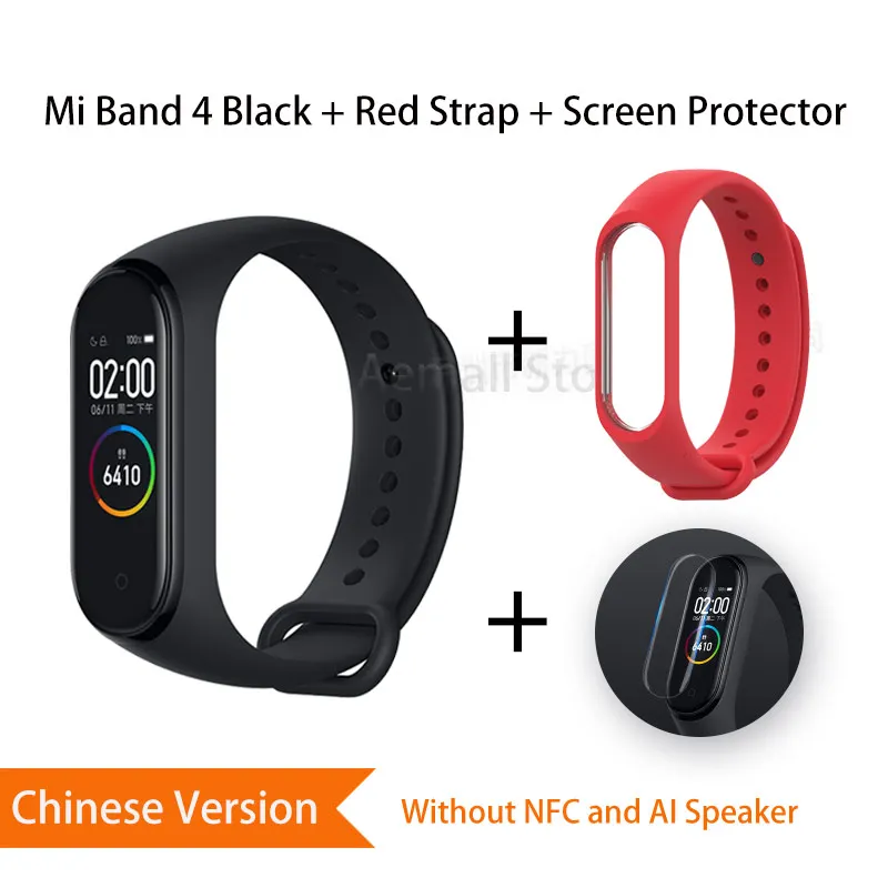 CN Red Xiaomi mi Band 4 Global 135 мАч mi band 4 Цвета экран Bluetooth 5,0 Браслет фитнес HeartRate браслет китайская версия - Цвет: CN Red