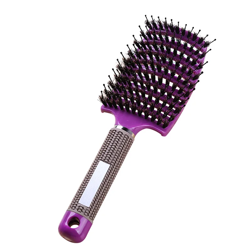 Purple With Hair Массажная расческа для волос, расческа для волос, нейлоновая щетина, Женская влажная кудрявая расческа для волос, для салона, парикмахерские инструменты для укладки - Цвет: Purple With Hair