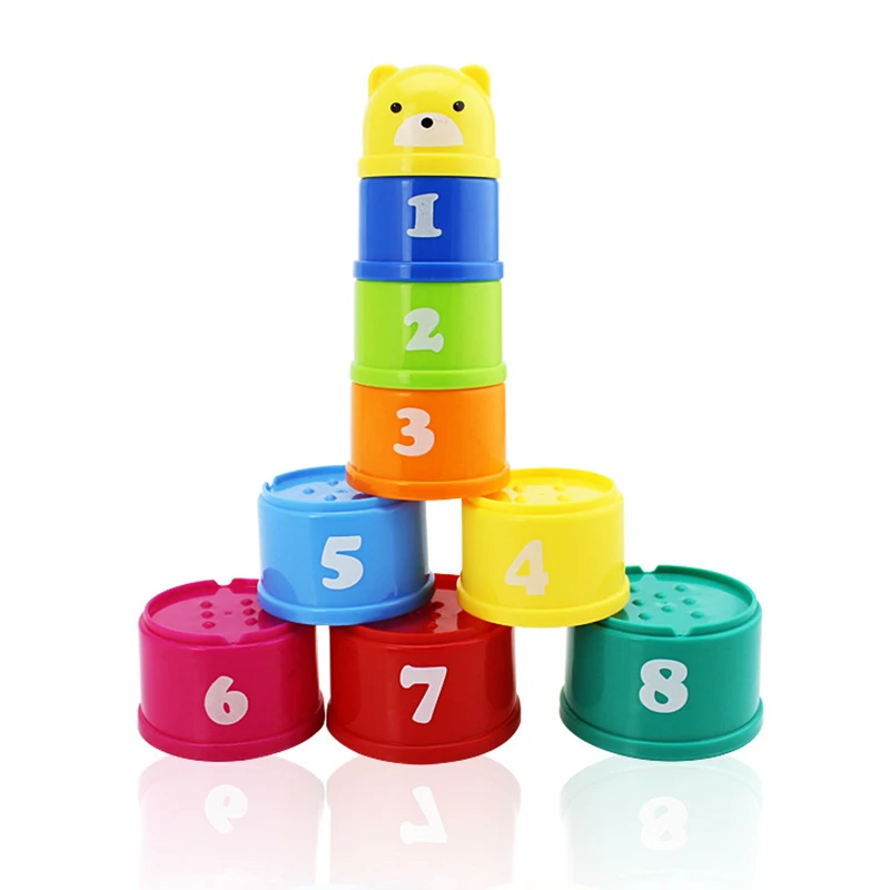 

Educational Baby Toys 6Month+ Figures Letters Foldind Stack Cup Tower Children Early Educational Toy Intelligence Interact