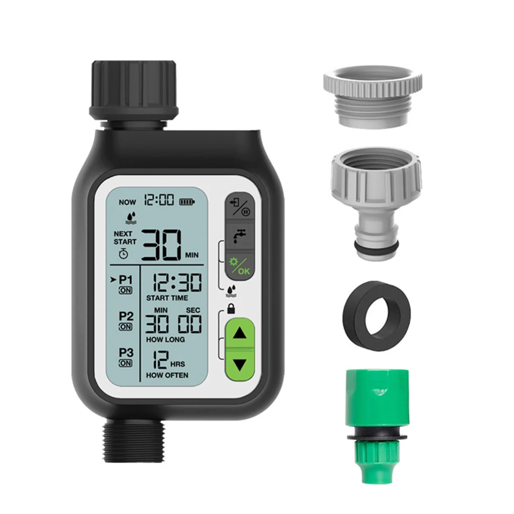 

New Electronic Irrigation Regulator Automatic Irrigation Timer with 3 Separate Timing Programs Outdoor Garden Irrigation Tool