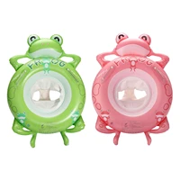 pink baby frog swimming ring safe iatable frog seat floating row outdoor summer swimming pool bathtub swim circle