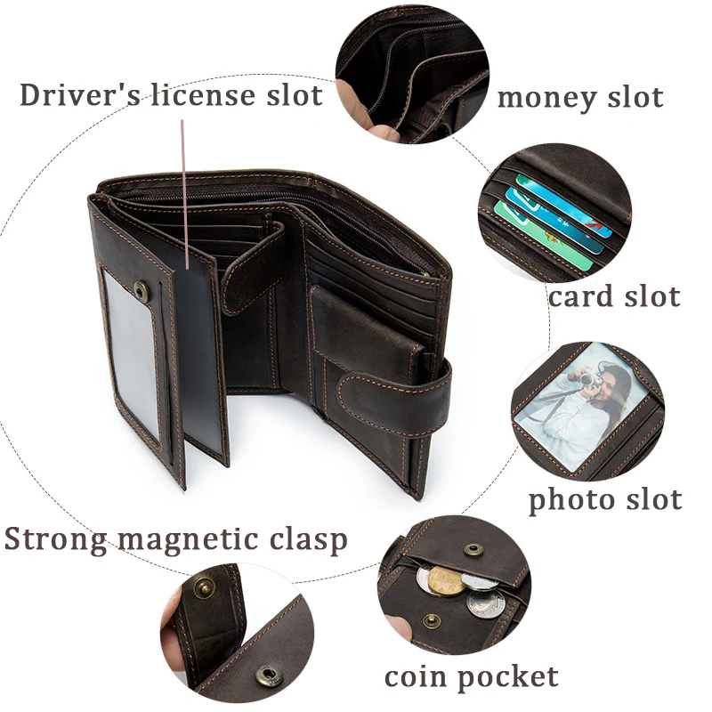 Короткий кошелек WESTAL из натуральной кожи с RFID защитой мужские бумажники воловьей