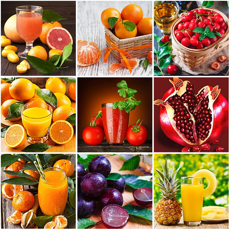 

5D Diamond Painting New Product Fruit Orange DIY Full Square Round Rhinestone Mosaic Strawberry Embroidery Lemon Home Decor Gift