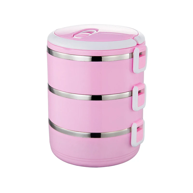 pink Герметичный изолированный Ланч-бокс из нержавеющей стали Bento box для детей, студентов, термос с подогревом, контейнеры для еды, органайзер, переносная коробка для еды - Цвет: pink