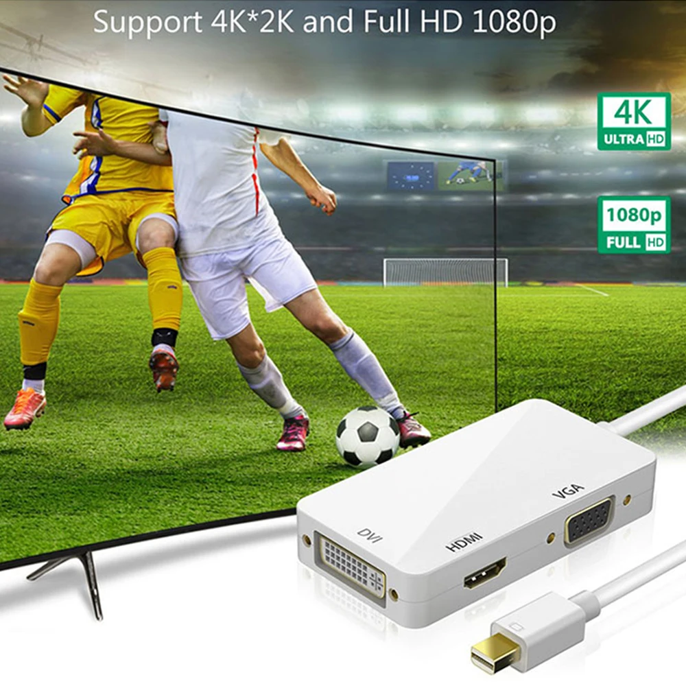 Новый мини конвертер портов дисплея 3 в 1 адаптер VGA/DVI для Apple Mac Macbook Air Thunderbolt DP HDMI